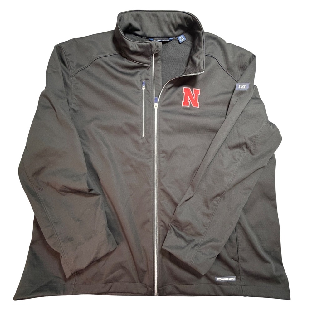 Cutter & Buck Nebraska Huskers Mens XXXL Black Softshell Full Zip Jacket Fleece